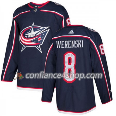 Adidas Maillot de Hockey Blue Jackets Zach Werenski 8 2017-2018 Bleu Marine Authentic - Homme